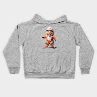 Marmot balancing on a skateboard Kids Hoodie